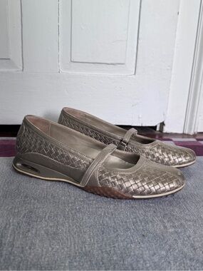 Cole Haan Nike Air Woven Metallic Platinum Mary Jane Flat 9 Narrow